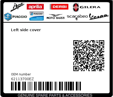 Product image: Vespa - 62113700EZ - Left side cover  