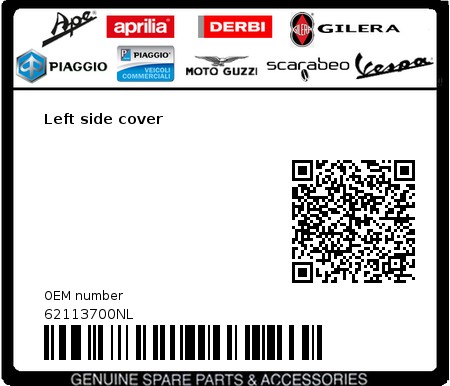 Product image: Vespa - 62113700NL - Left side cover  