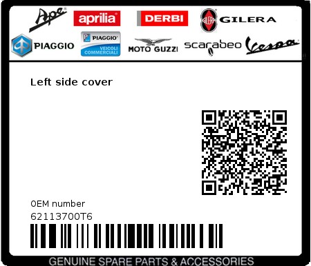 Product image: Vespa - 62113700T6 - Left side cover  0