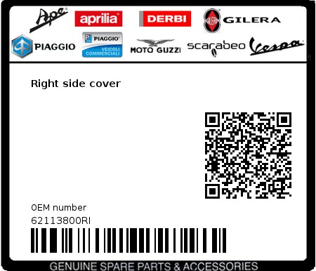 Product image: Vespa - 62113800RI - Right side cover   0