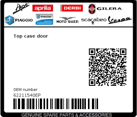 Product image: Vespa - 62211540EP - Top case door   0