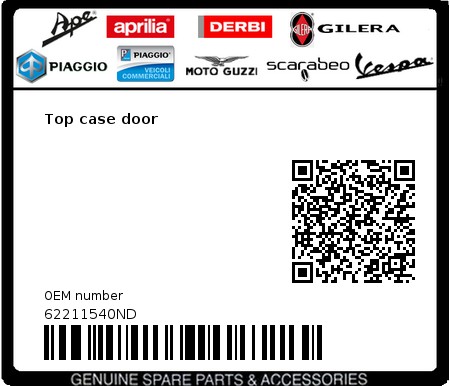 Product image: Vespa - 62211540ND - Top case door   0