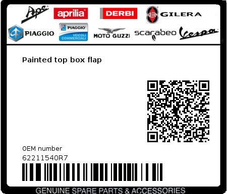 Product image: Vespa - 62211540R7 - Painted top box flap   0