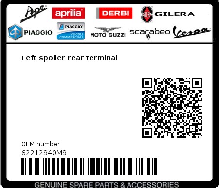 Product image: Vespa - 62212940M9 - Left spoiler rear terminal   0