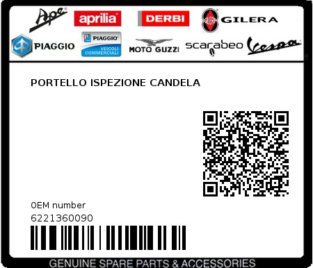 Product image: Vespa - 6221360090 - PORTELLO ISPEZIONE CANDELA   0