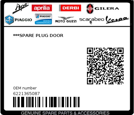 Product image: Vespa - 6221365087 - ***SPARE PLUG DOOR   0