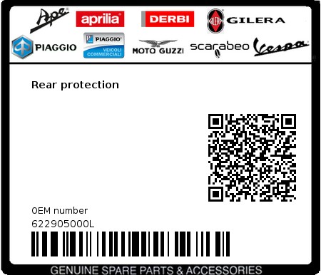 Product image: Vespa - 622905000L - Rear protection   0
