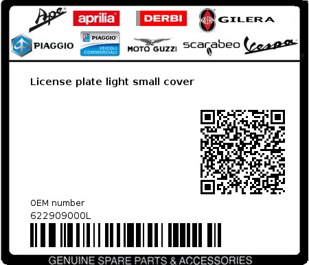 Product image: Vespa - 622909000L - License plate light small cover   0