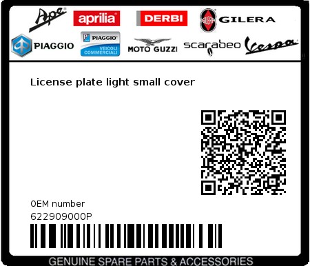 Product image: Vespa - 622909000P - License plate light small cover   0