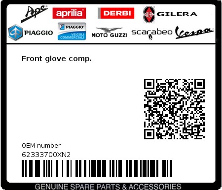 Product image: Vespa - 62333700XN2 - Front glove comp.  