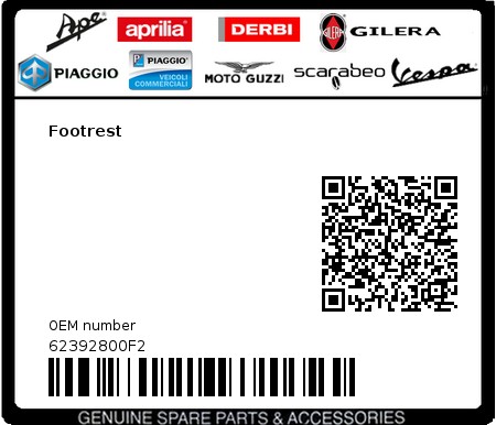 Product image: Vespa - 62392800F2 - Footrest   0