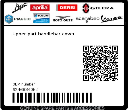 Product image: Vespa - 62468340EZ - Upper part handlebar cover  0