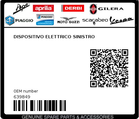 Product image: Vespa - 639849 - DISPOSITIVO ELETTRICO SINISTRO   0
