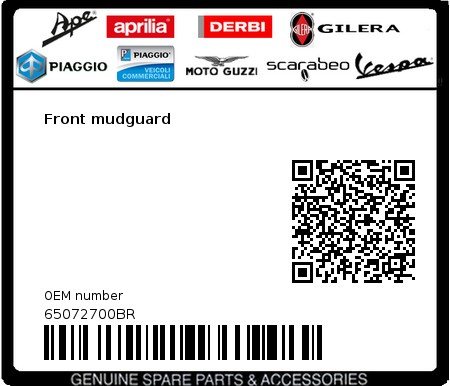 Product image: Vespa - 65072700BR - Front mudguard   0