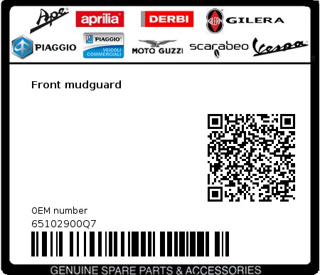Product image: Vespa - 65102900Q7 - Front mudguard  0