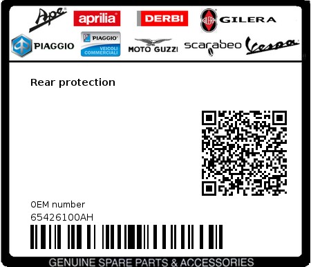 Product image: Vespa - 65426100AH - Rear protection   0