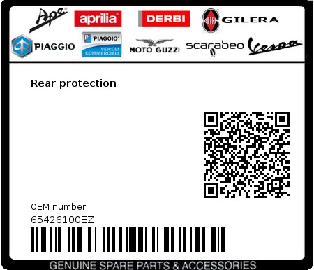 Product image: Vespa - 65426100EZ - Rear protection   0