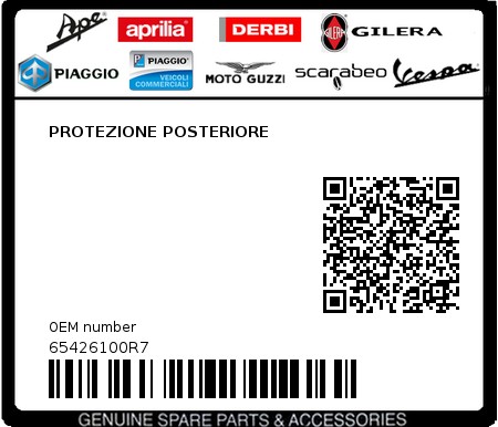 Product image: Vespa - 65426100R7 - PROTEZIONE POSTERIORE   0