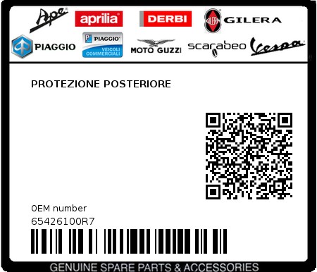 Product image: Vespa - 65426100R7 - PROTEZIONE POSTERIORE  