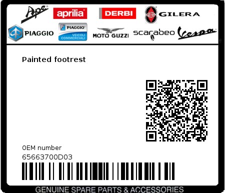 Product image: Vespa - 65663700D03 - Painted footrest  0