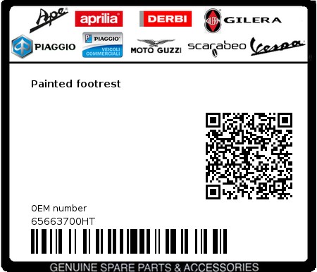 Product image: Vespa - 65663700HT - Painted footrest  0