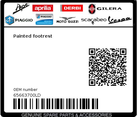 Product image: Vespa - 65663700LD - Painted footrest  0