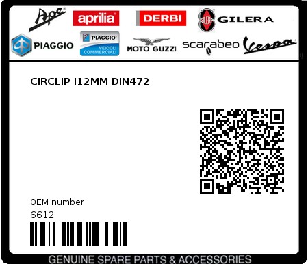 Product image: Vespa - 6612 - CIRCLIP I12MM DIN472  0