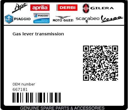 Product image: Vespa - 667181 - Gas lever transmission   0