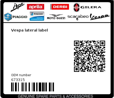 Product image: Vespa - 673315 - Vespa lateral label  0