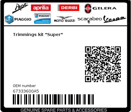 Product image: Vespa - 67333600A5 - Trimmings kit "Super"   0