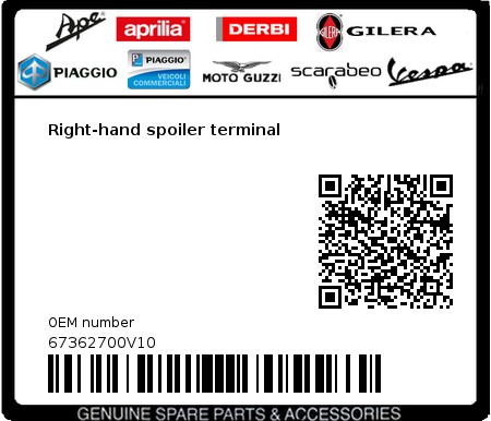 Product image: Vespa - 67362700V10 - Right-hand spoiler terminal  0