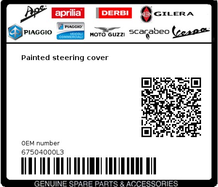 Product image: Vespa - 67504000L3 - Painted steering cover  0
