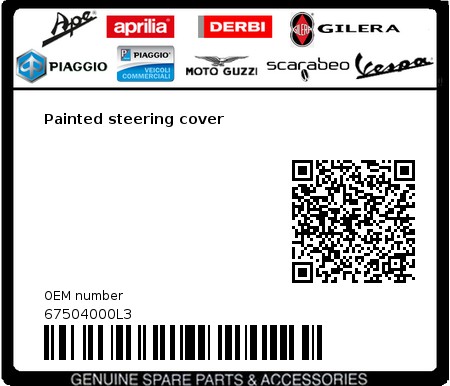 Product image: Vespa - 67504000L3 - Painted steering cover 