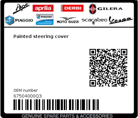 Product image: Vespa - 67504000Q3 - Painted steering cover   0
