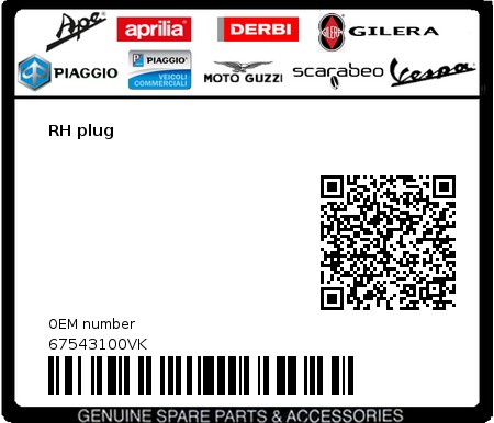 Product image: Vespa - 67543100VK - RH plug  0
