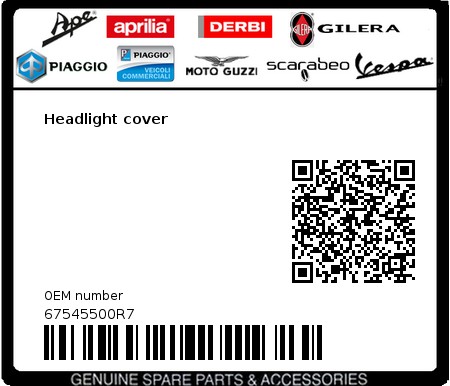 Product image: Vespa - 67545500R7 - Headlight cover  0