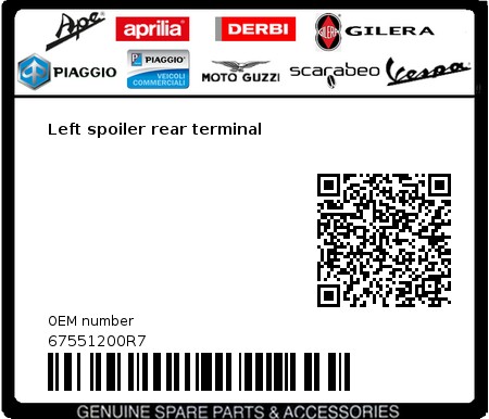 Product image: Vespa - 67551200R7 - Left spoiler rear terminal  0