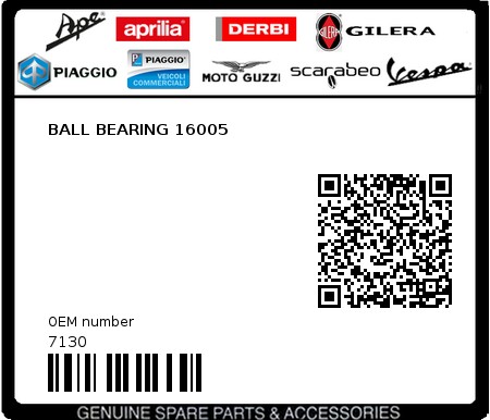 Product image: Vespa - 7130 - BALL BEARING 16005  0