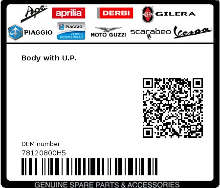 Product image: Vespa - 78120800H5 - Body with U.P.   0