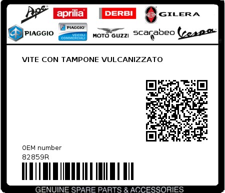 Product image: Vespa - 82859R - VITE CON TAMPONE VULCANIZZATO   0