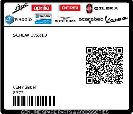 Product image: Vespa - 8372 - SCREW 3.5X13  0