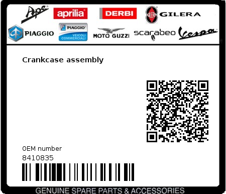 Product image: Vespa - 8410835 - Crankcase assembly   0