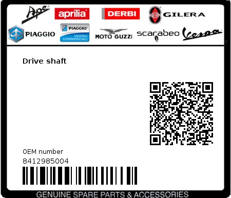 Product image: Vespa - 8412985004 - Drive shaft   0