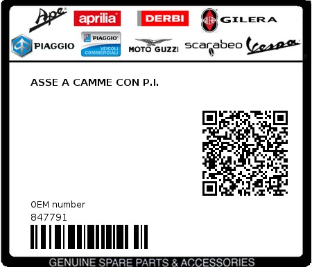 Product image: Vespa - 847791 - ASSE A CAMME CON P.I.  