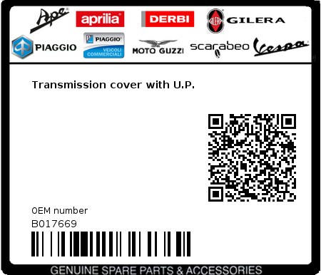 Product image: Vespa - B017669 - Transmission cover with U.P.  