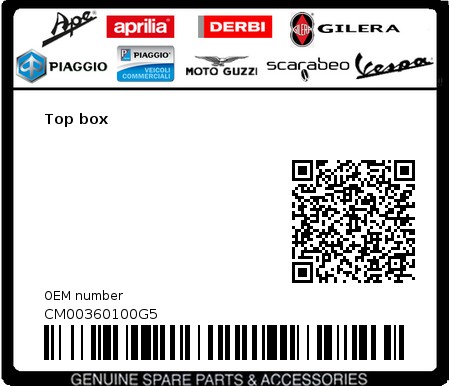 Product image: Vespa - CM00360100G5 - Top box   0