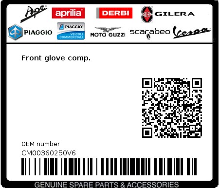 Product image: Vespa - CM00360250V6 - Front glove comp.   0