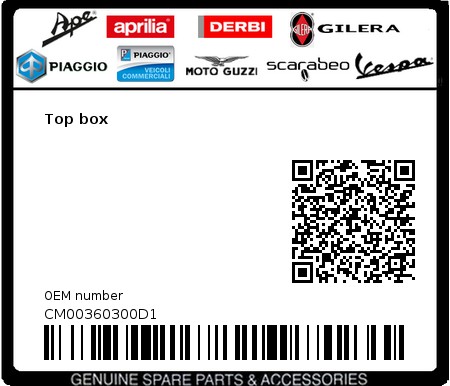 Product image: Vespa - CM00360300D1 - Top box   0