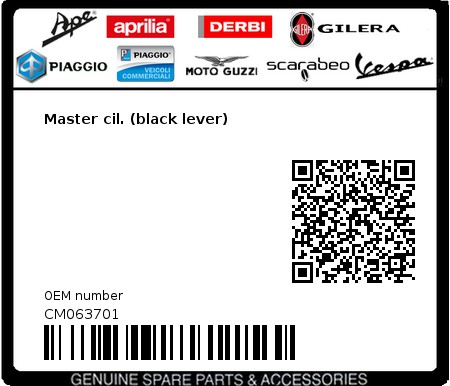 Product image: Vespa - CM063701 - Master cil. (black lever)   0