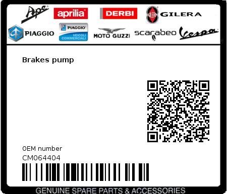 Product image: Vespa - CM064404 - Brakes pump  